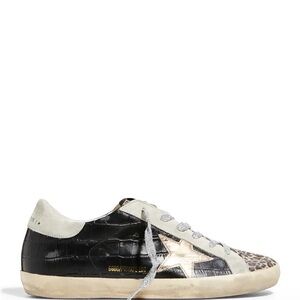 Golden Goose Superstar crocodile embossed & animal print leather sneakers.